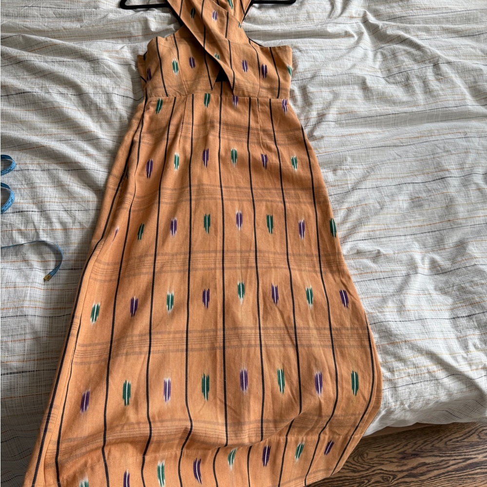 Ulla Johnson Orange Pattern Crossover Halter Maxi Dress similar to Noelle - Picture 8 of 16